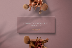 Free Cosmetic Box with Brushes Mockup 1