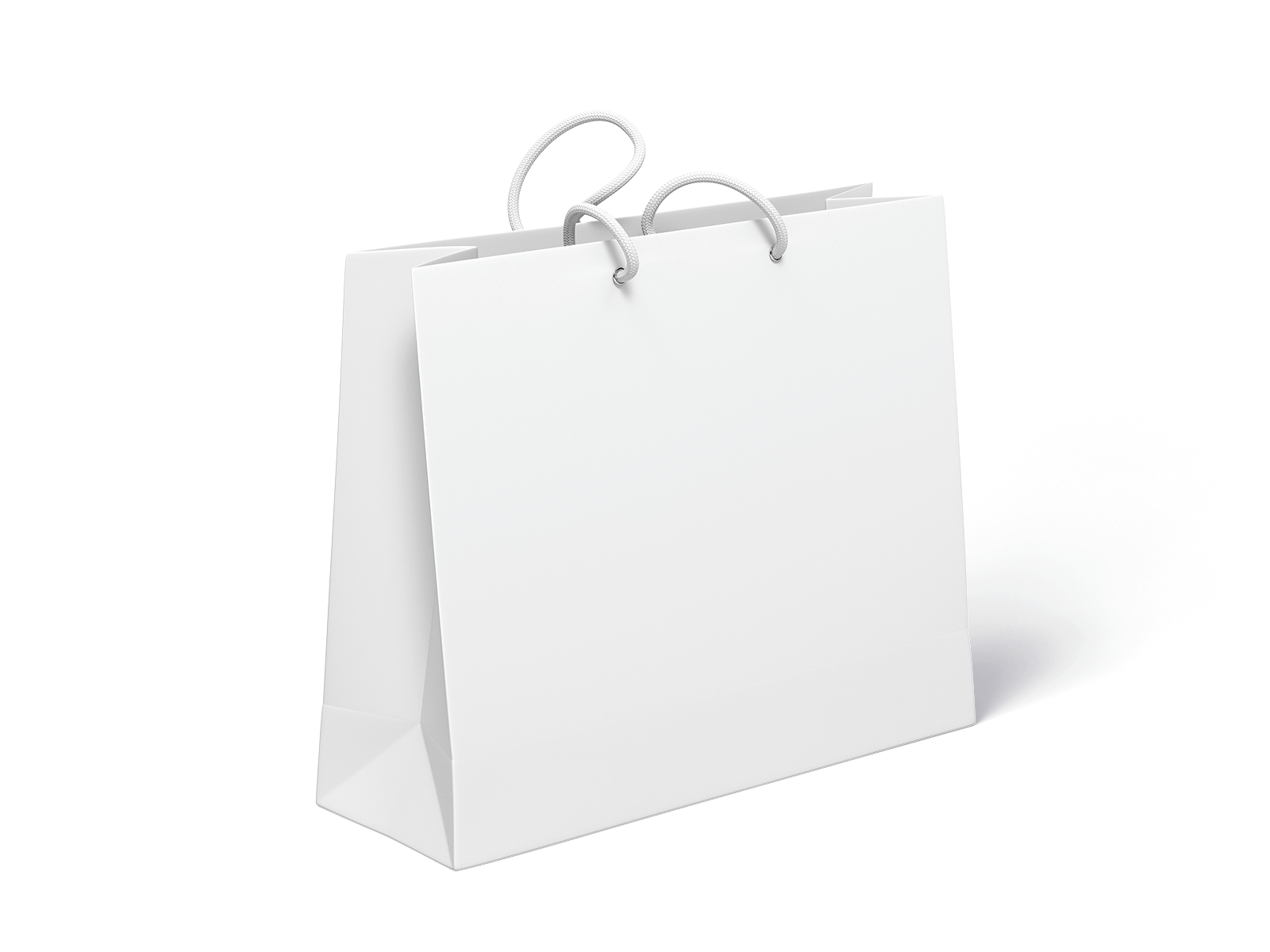 Free Paper Shopping Bag with Cotton Cord Handles Mockup