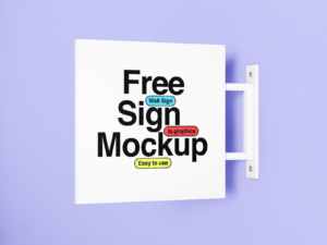 Free Wall-mounted Sign Mockup