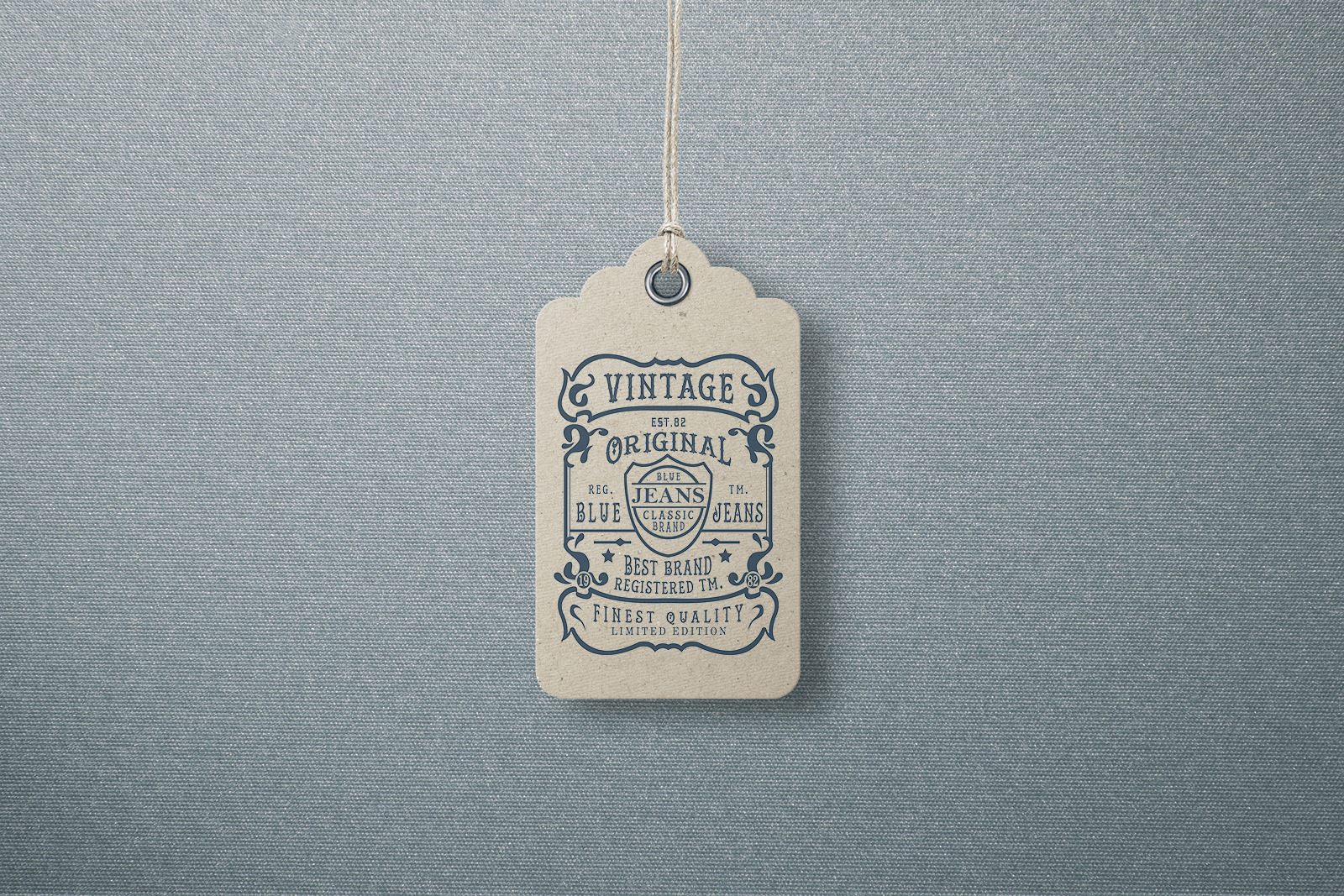 Free Clothing Label with String Mockup Set