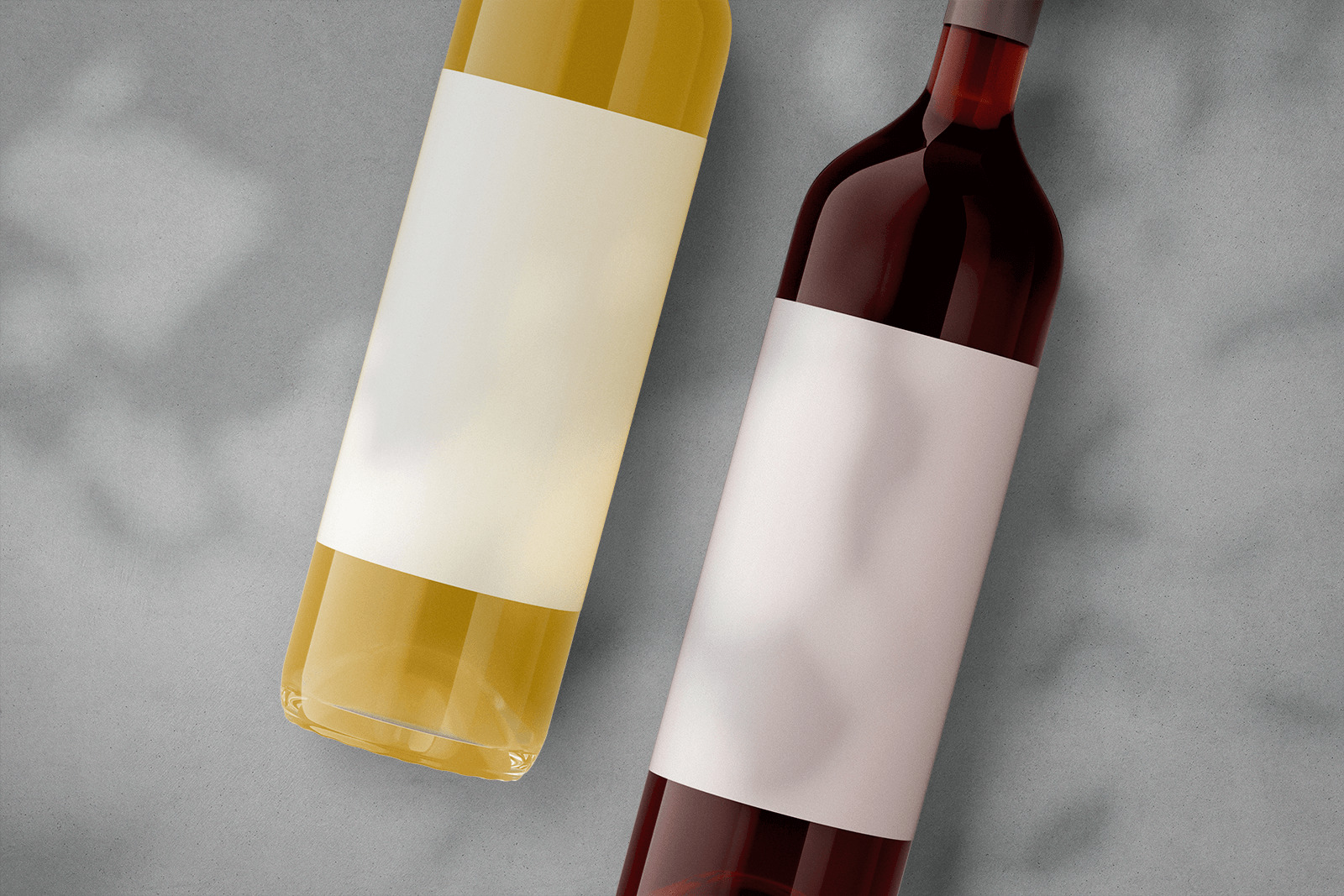 Free Red and White Wine Bottles Mockup
