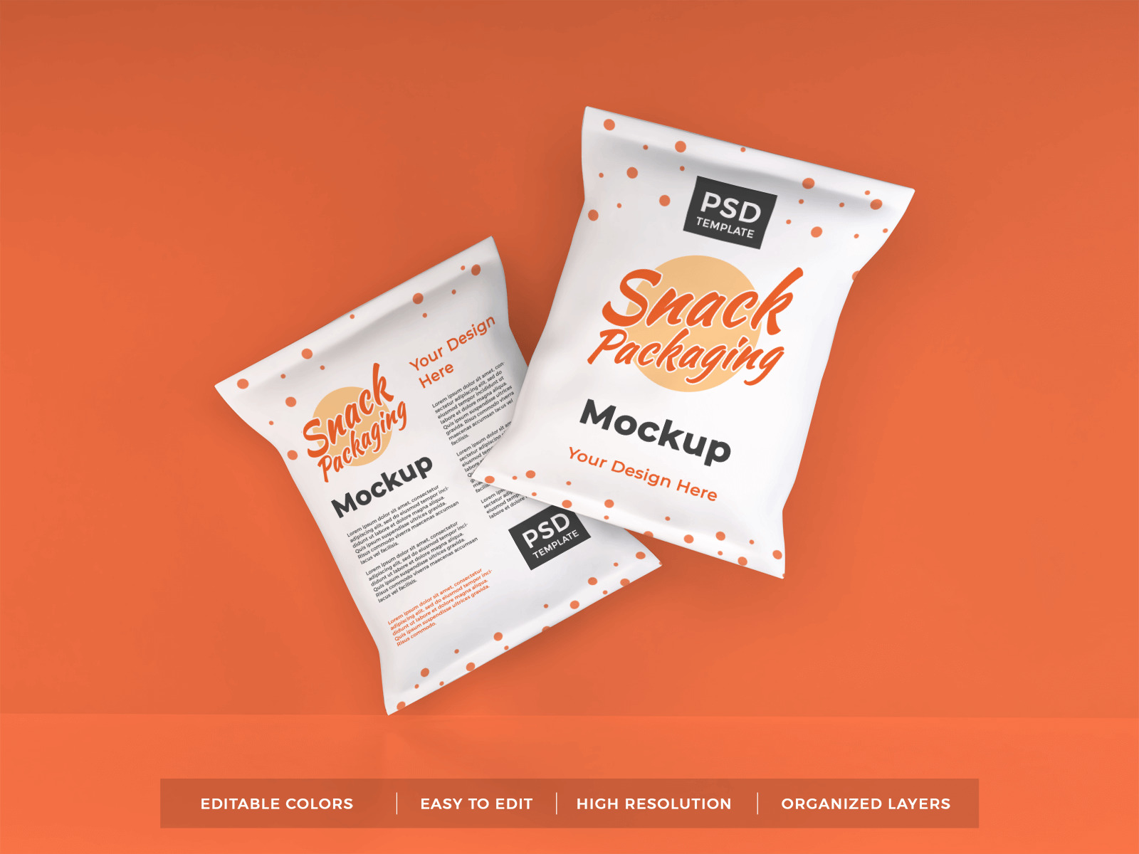 Free Floating Chips Bags Mockup