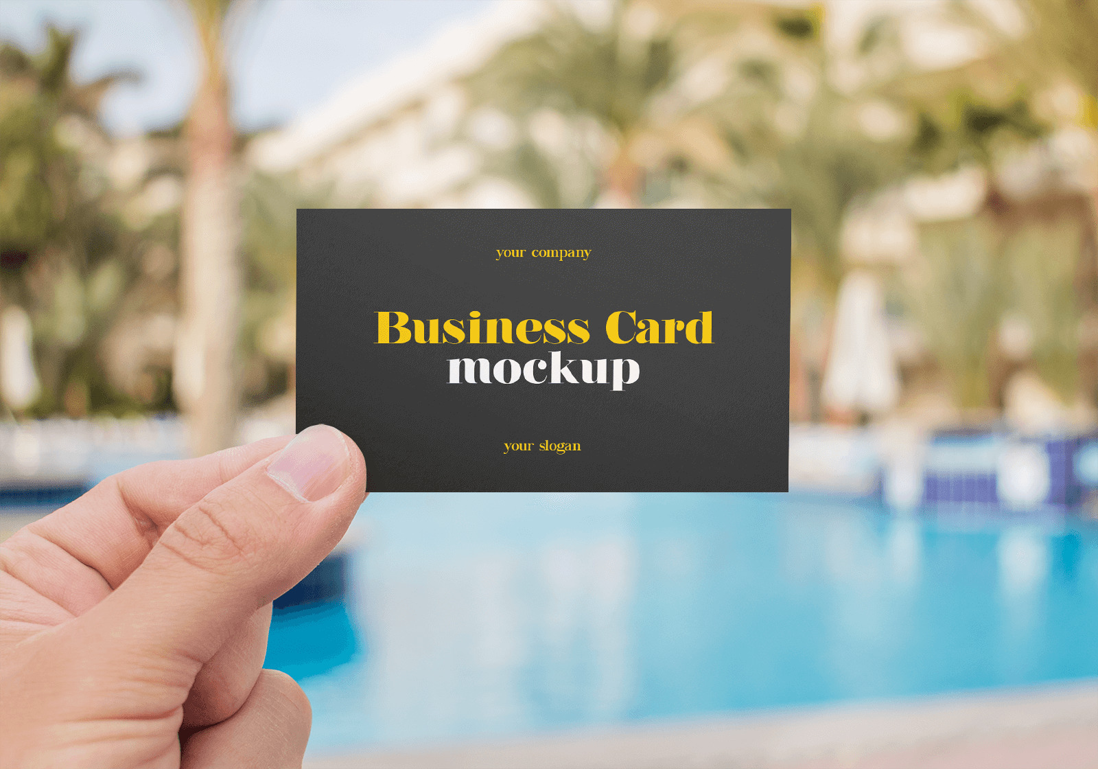 Free Hand holding Business Card Mockup Set