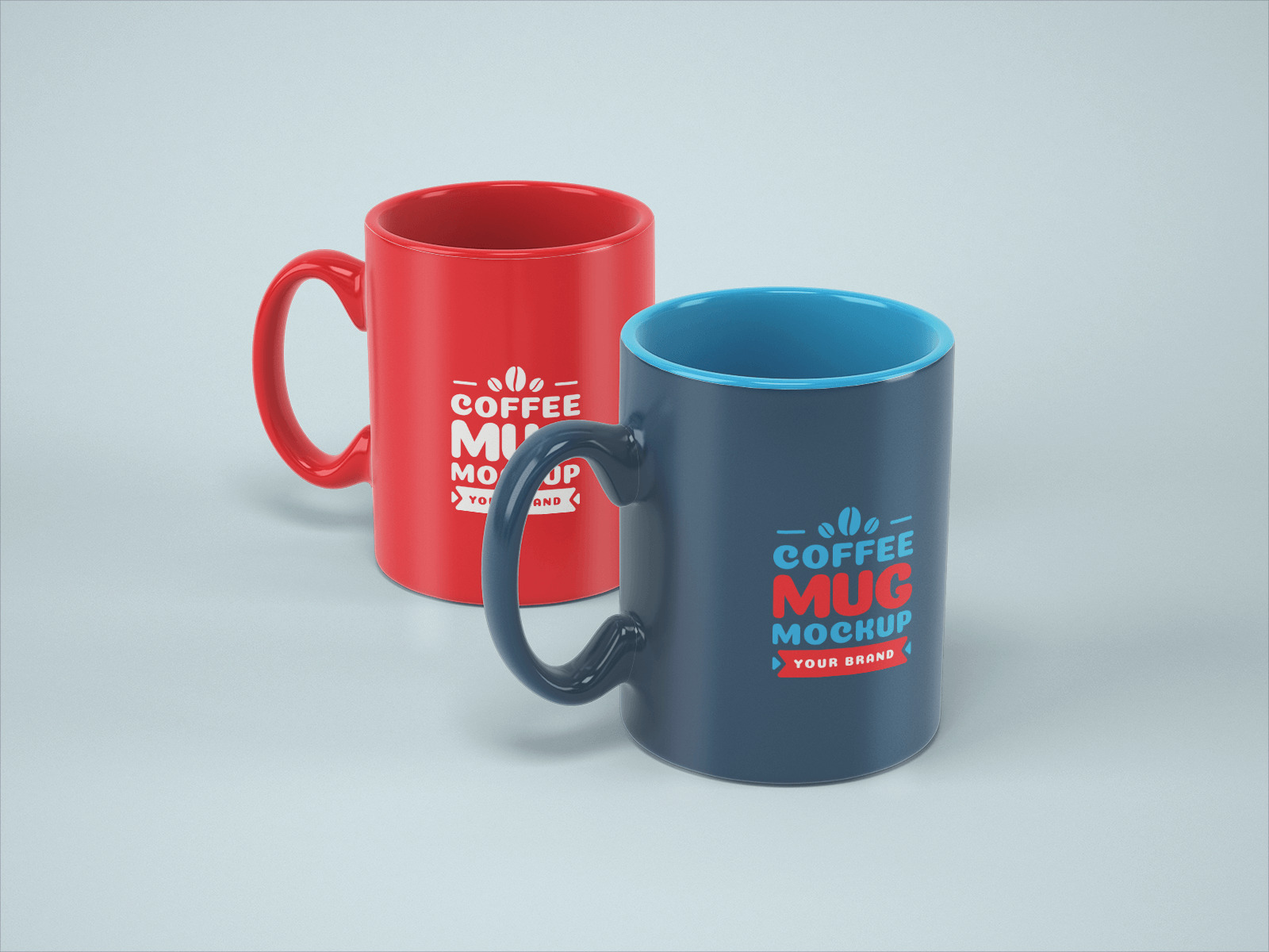 Free Two Coffee Mugs Mockup