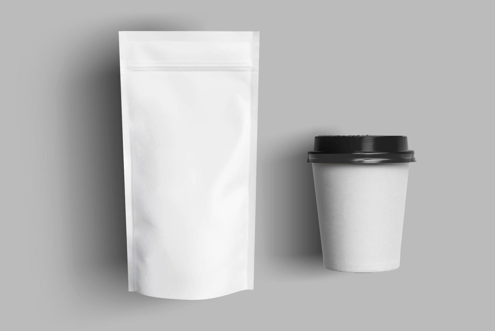 Free Coffee Bag and Cup to-go Mockup