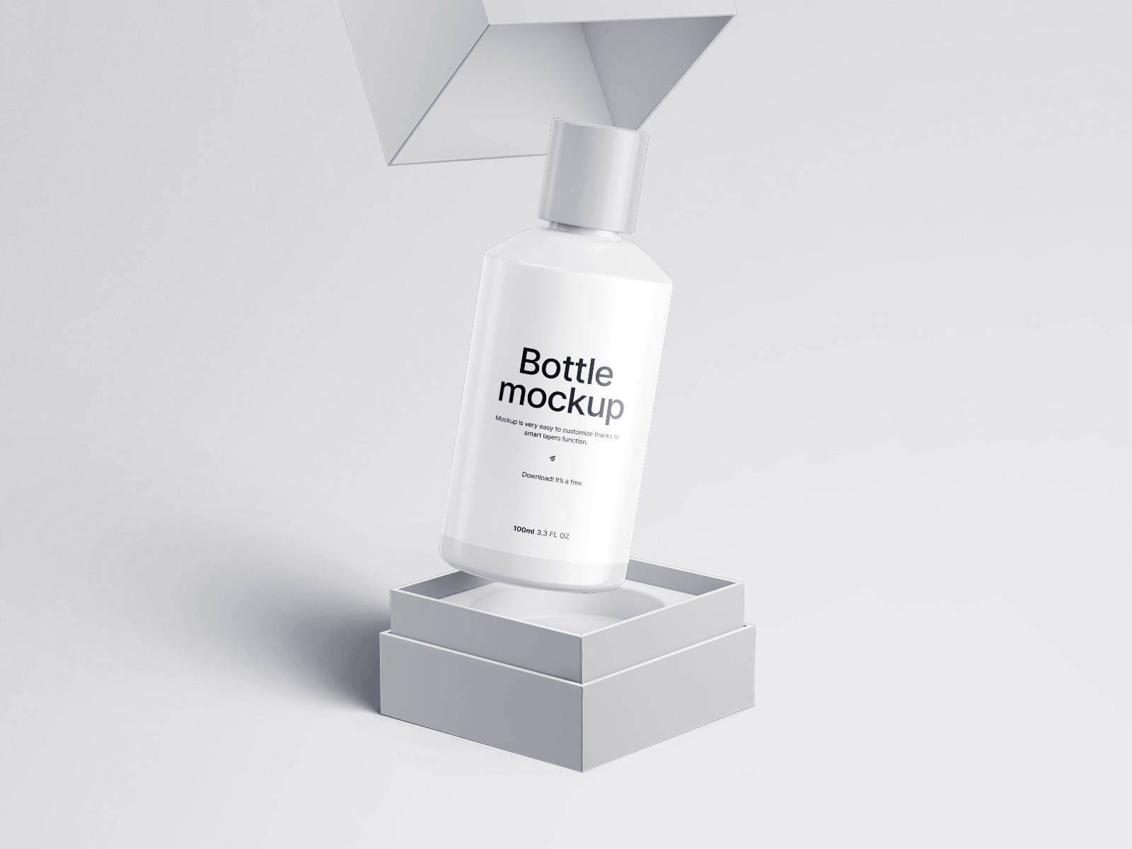 Free Cosmetic Bottle with Box Mockup