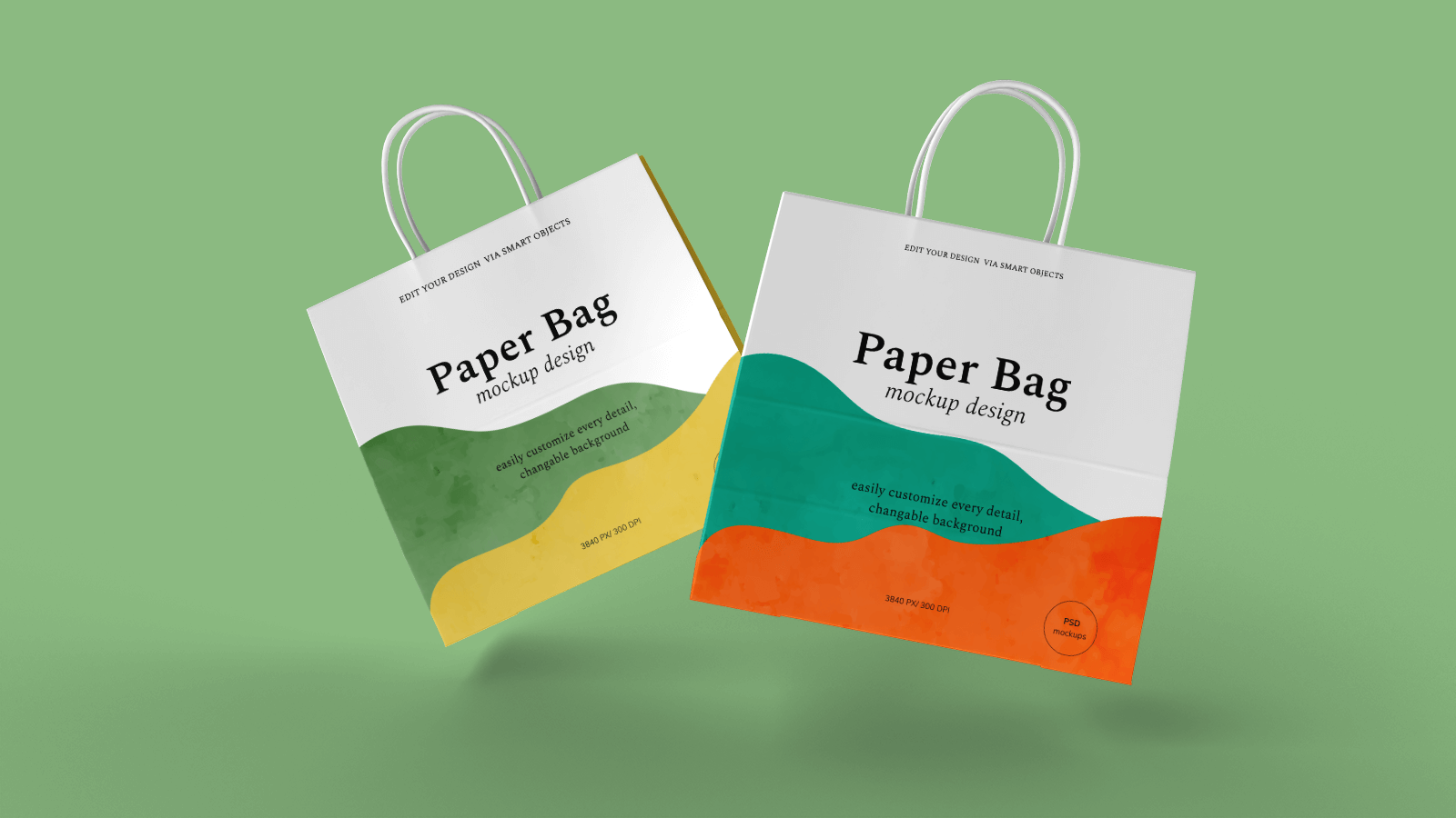Free Floating Paper Shopping Bags Mockup