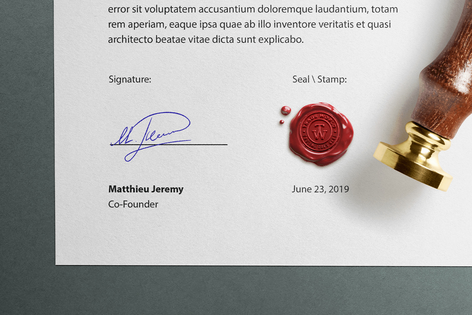 Letter with Stamp and Wax Seal Mockup