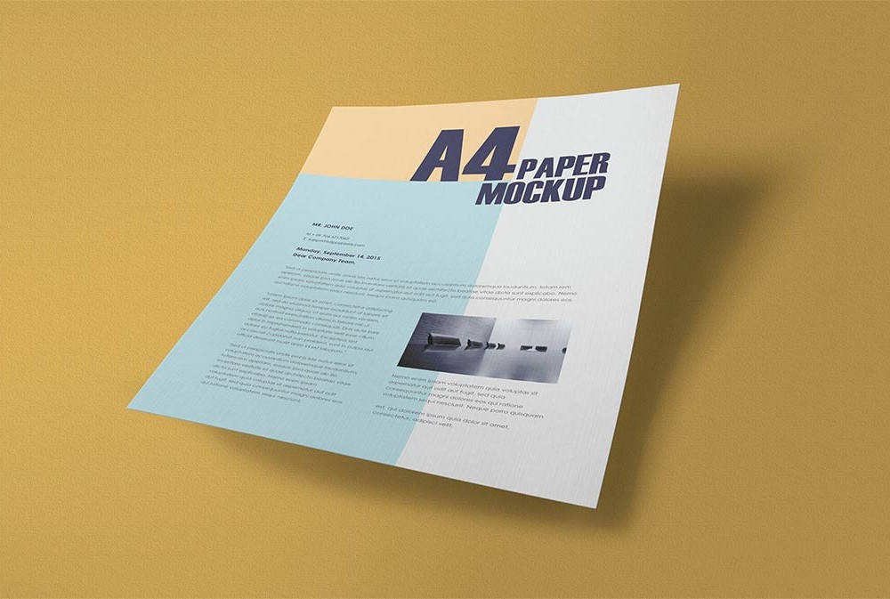 Download Floating A4 Sheet of Paper Mockup | Free Mockups, Best Free PSD Mockups - ApeMockups