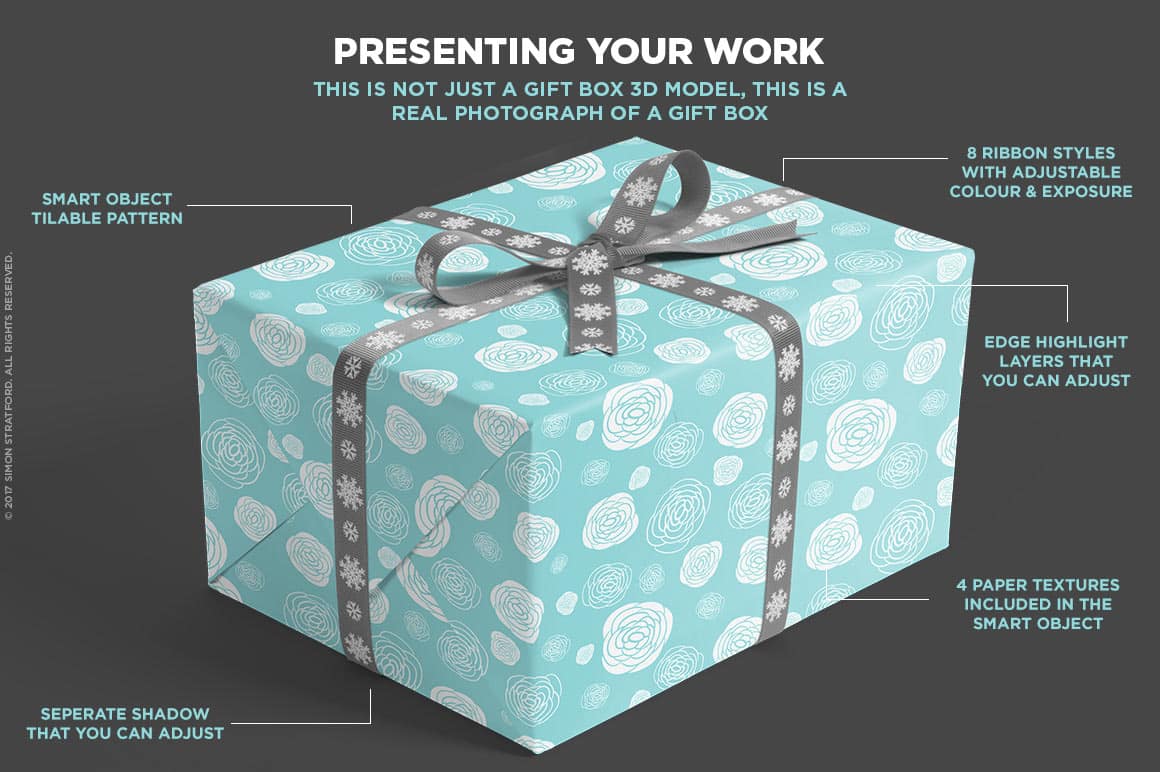 Download Gift Box with Ribbons Mockup | ApeMockups
