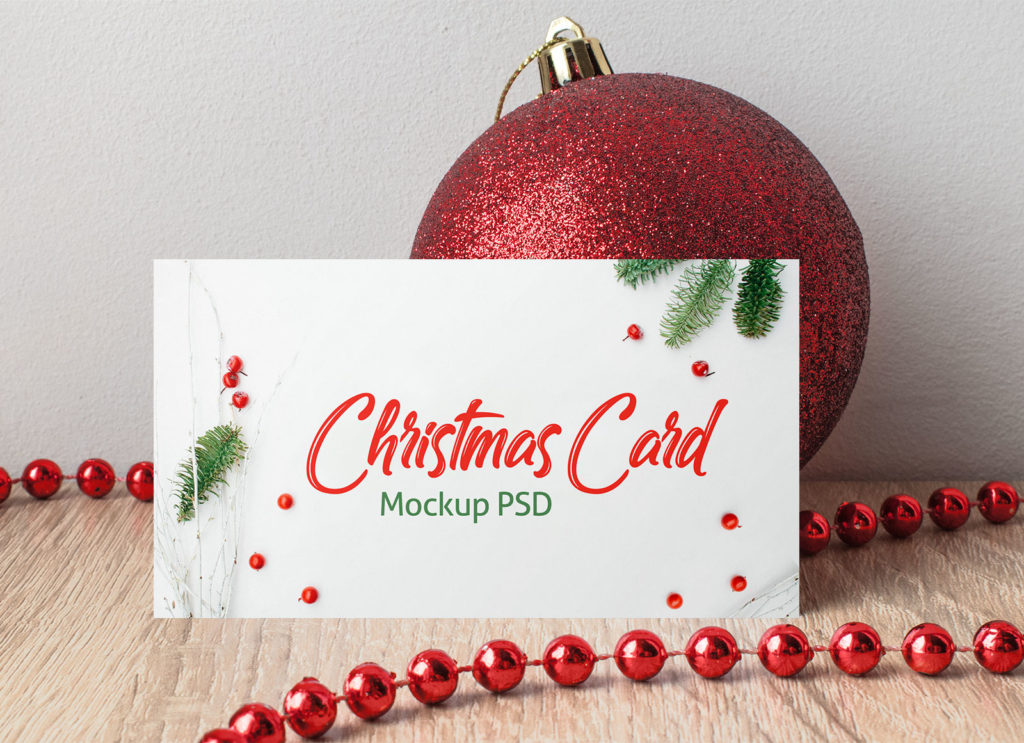 Download Free Horizontal Christmas Greeting Card Mockup PSD | Free ...