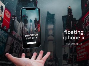 Free Floating iPhone X PSD Mockup