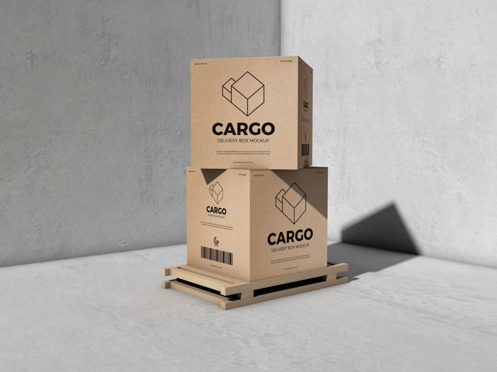 Download Free Packaging Cargo Delivery Box Mockup | Free Mockups ...