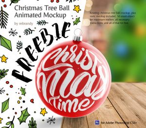 Free Christmas Tree Ball Animated Mockup