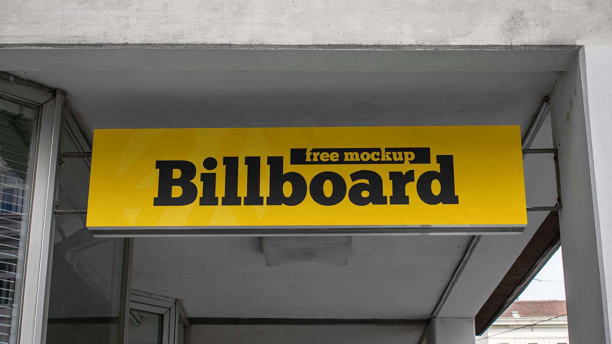Free Long Rectangular Billboard Mockup