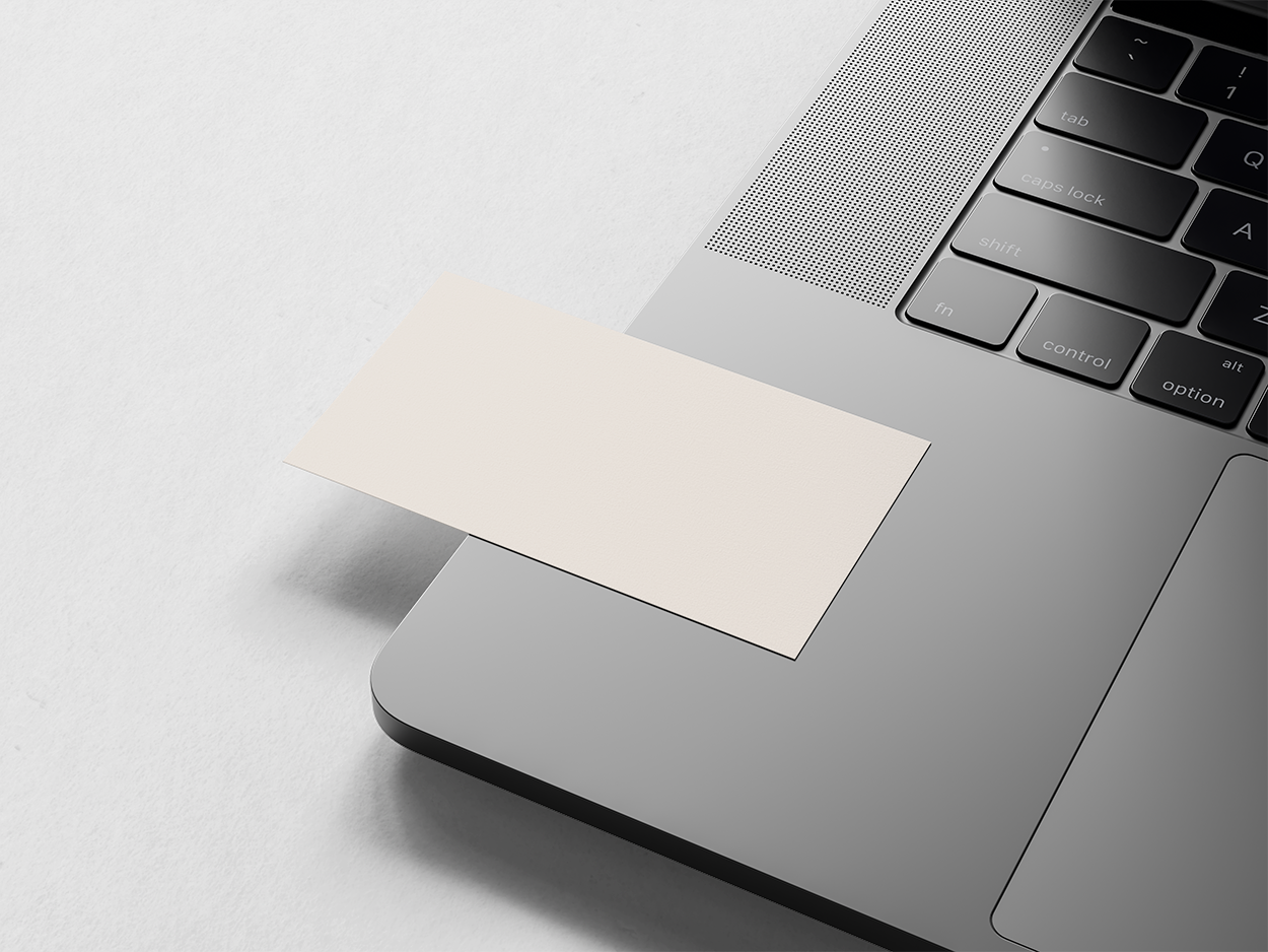 Free Business Card on MacBook Pro Mockup Free Business Card on MacBook Pro Mockup