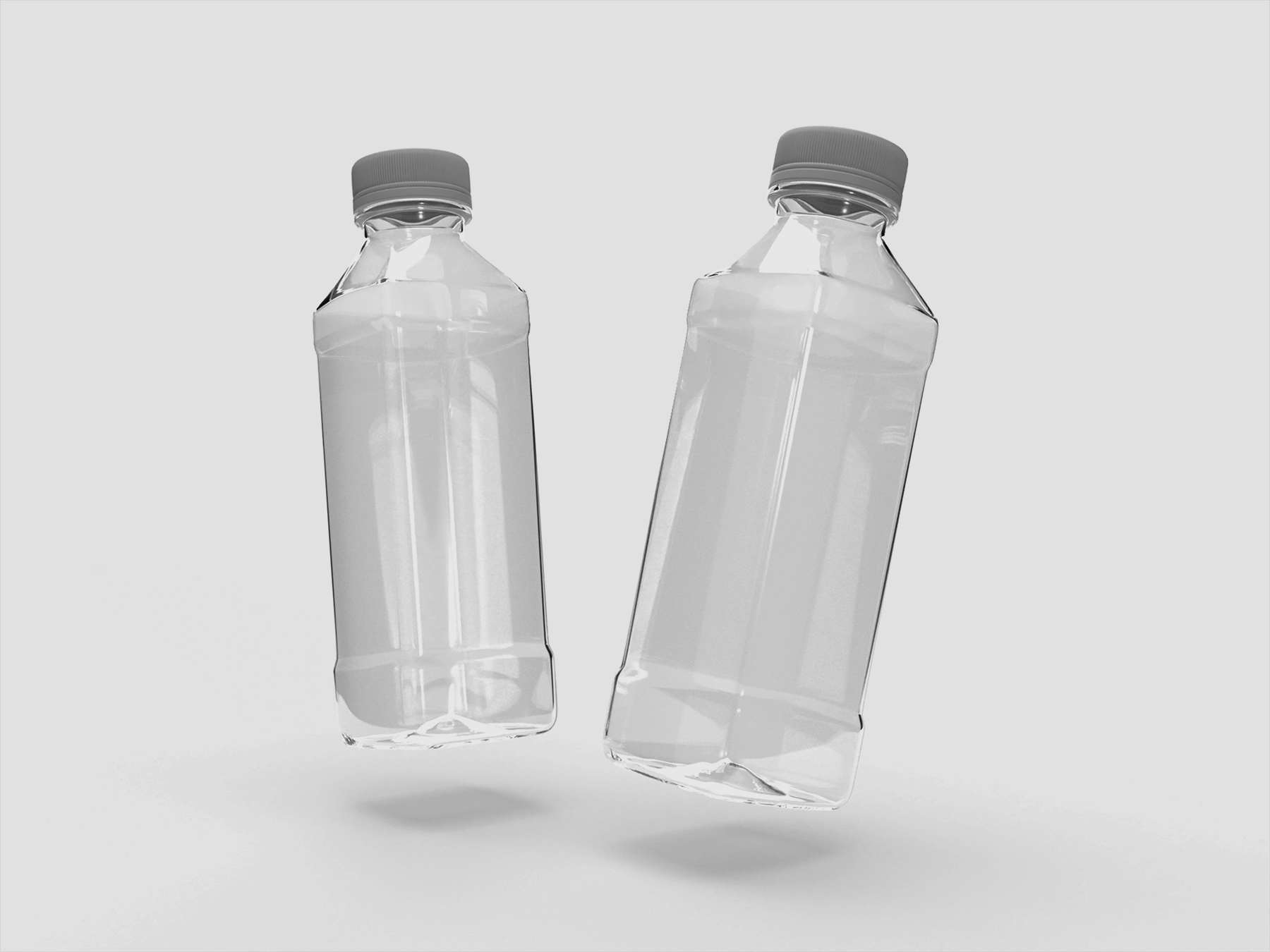 Free Transparent Plastic Bottles Mockup